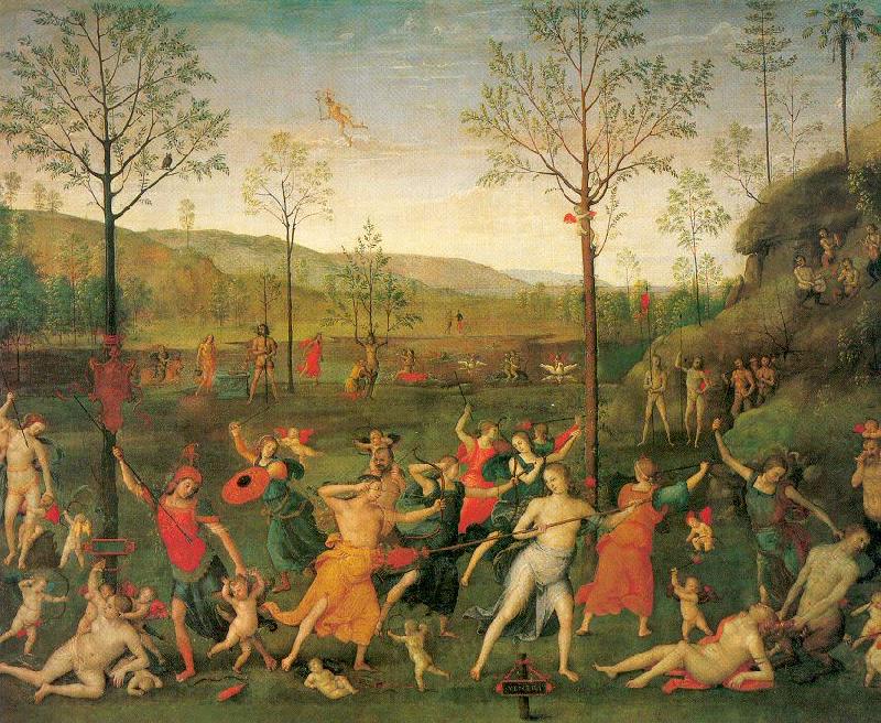 PERUGINO, Pietro The Combat of Love and Chastity France oil painting art